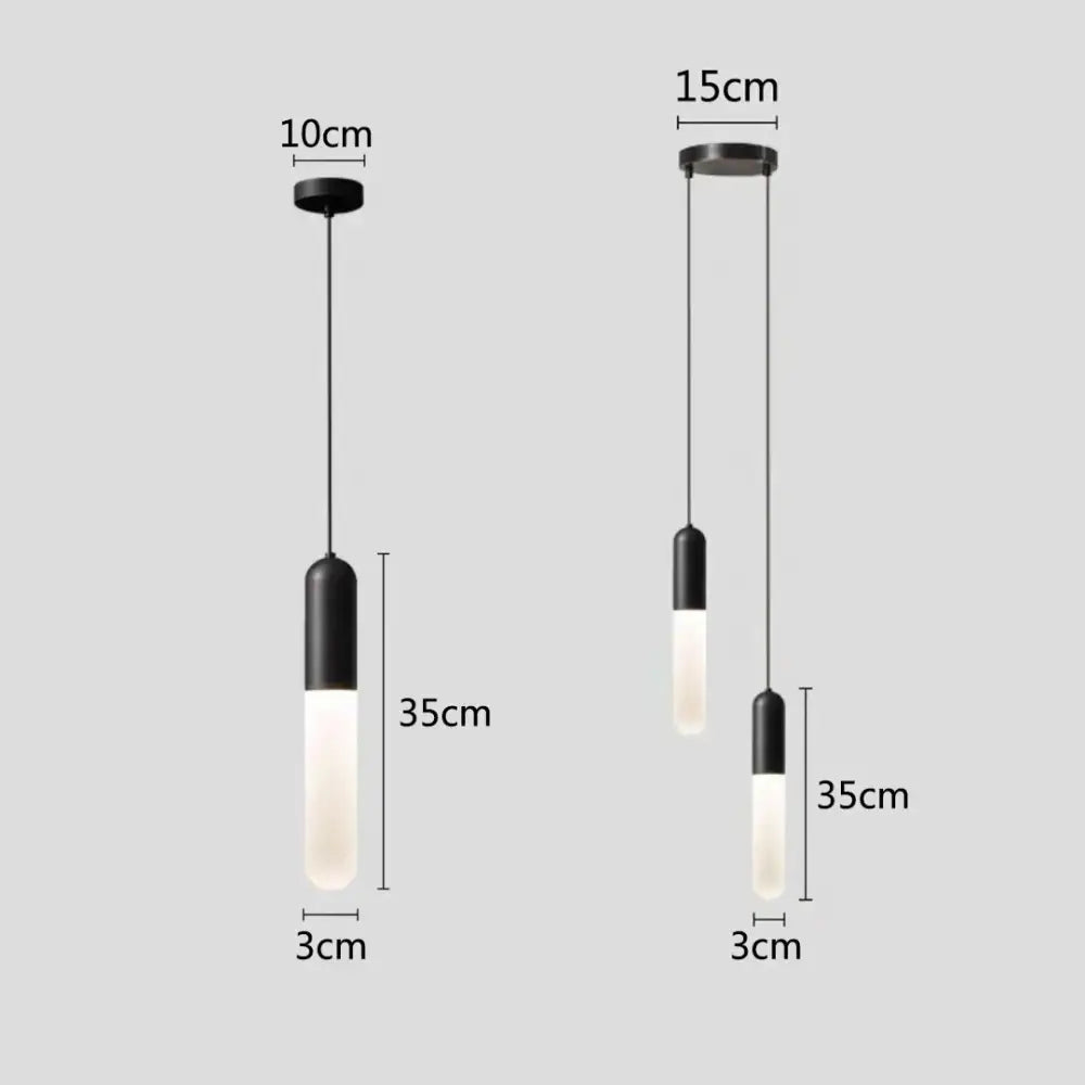 Black and frosted glass decorbites gold led pendant lamp with sleek cylindrical design for modern bedroom and kitchen lighting