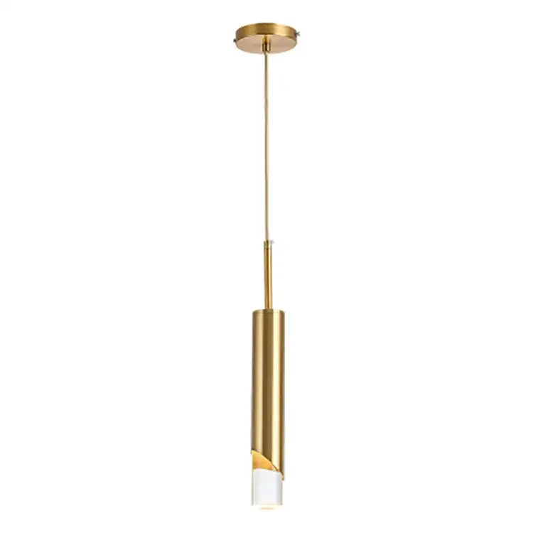 Modern gold led pendant light with gold finish cylindrical design and frosted glass diffuser for dining room decorbites gold led