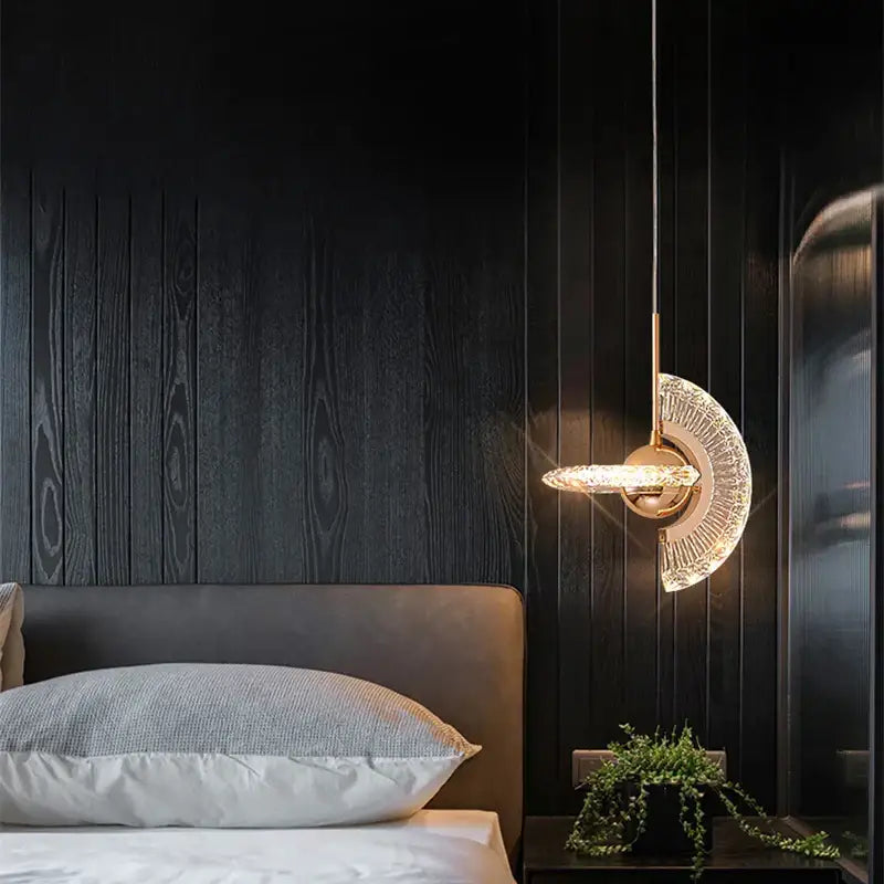 Modern gold led pendant light with circular glass shade and intricate radial etching ideal for dining room decorbites gold led
