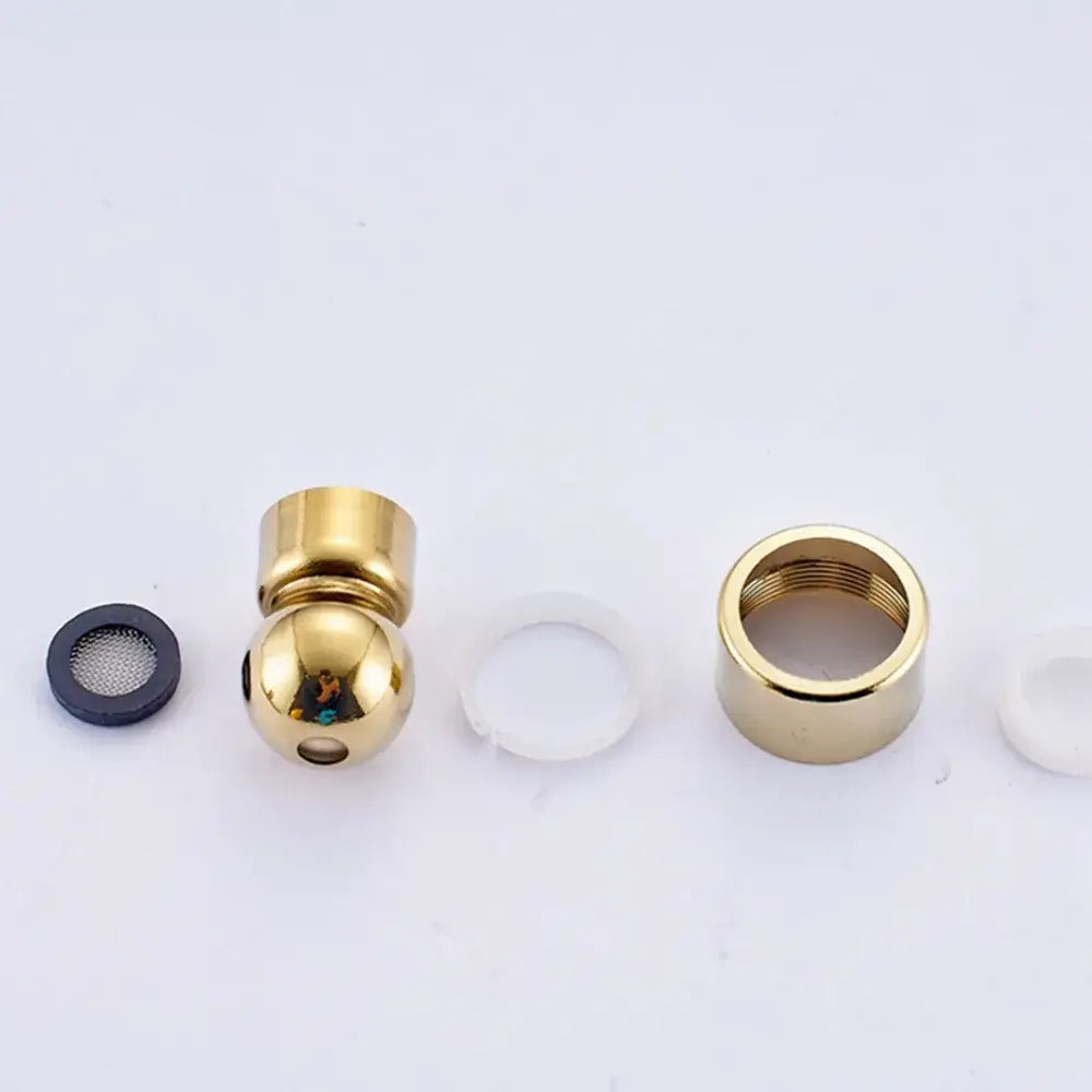 Gold-colored brass faucet aerator and valve components for decorbites gold led rainfall shower head bathroom sprayer
