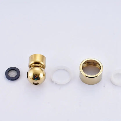 Gold-colored brass faucet aerator and valve components for decorbites gold led rainfall shower head bathroom sprayer