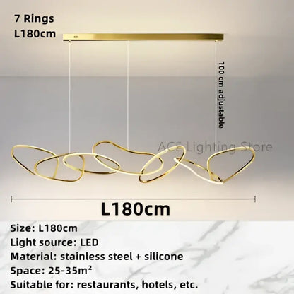 Modern decorbites gold led ring chandelier pendant light with gold-toned stainless steel and silicone for dining room decorbites gold led