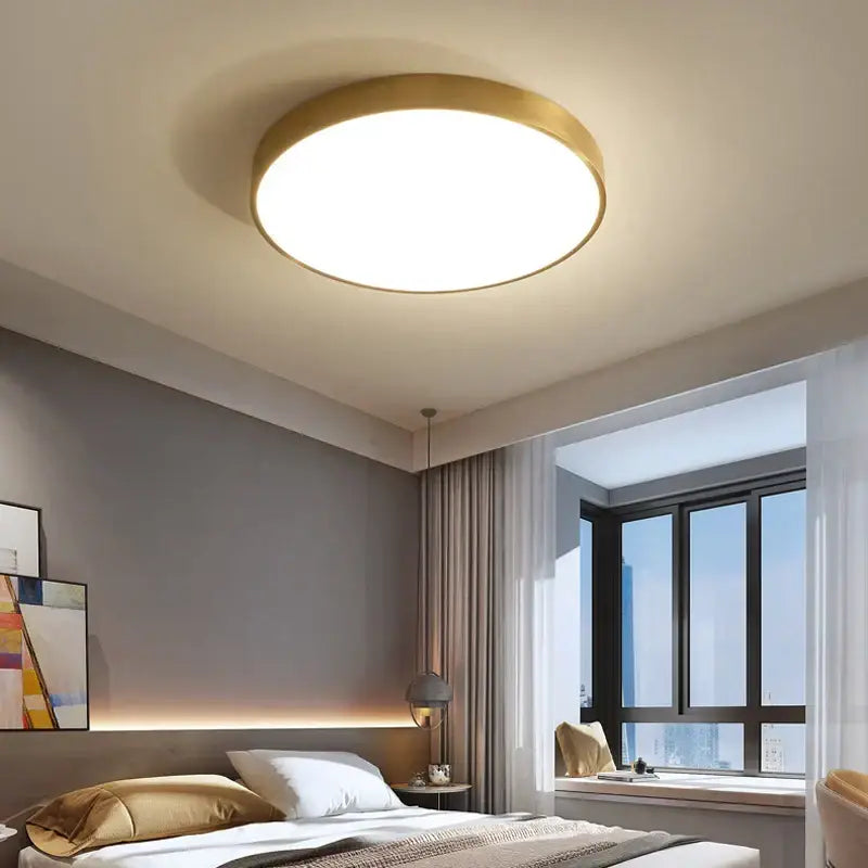 Modern gold led round ceiling light with a sleek design ideal for bedroom as a stylish round ceiling light