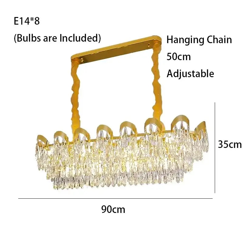 Modern gold led sunflower crystal ceiling chandelier with cascading crystal droplets and adjustable gold-toned chain
