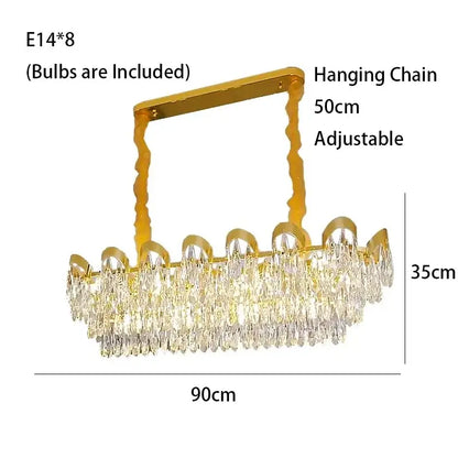 Modern gold led sunflower crystal ceiling chandelier with cascading crystal droplets and adjustable gold-toned chain