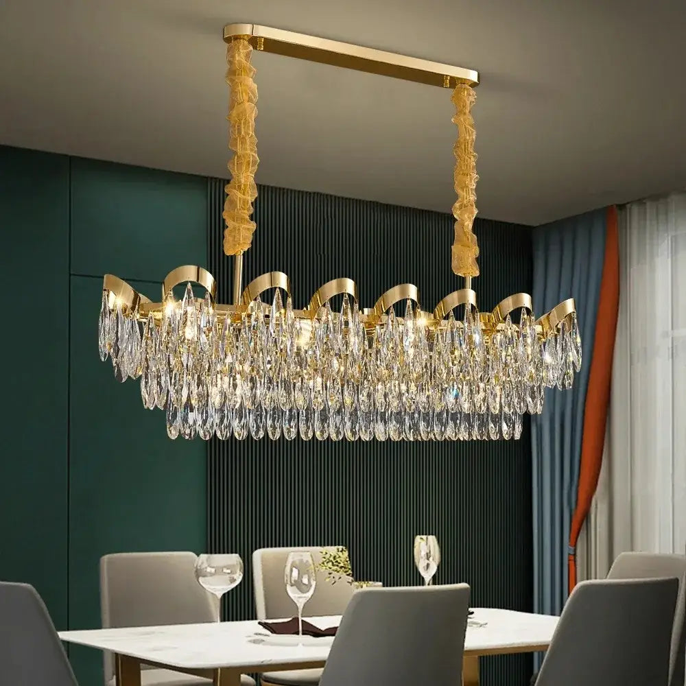 Modern gold led sunflower crystal ceiling chandelier with gold-toned metal arms and cascading crystal droplets for dining room decorbites led sunflower