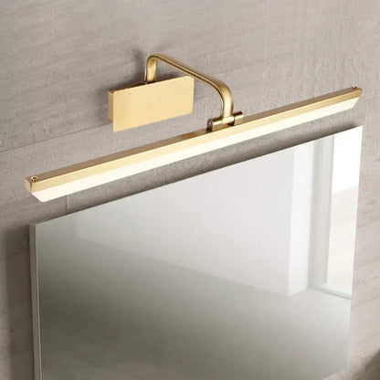 Modern gold led vanity light with acrylic swivel and adjustable color temperature for bathroom wall mounting