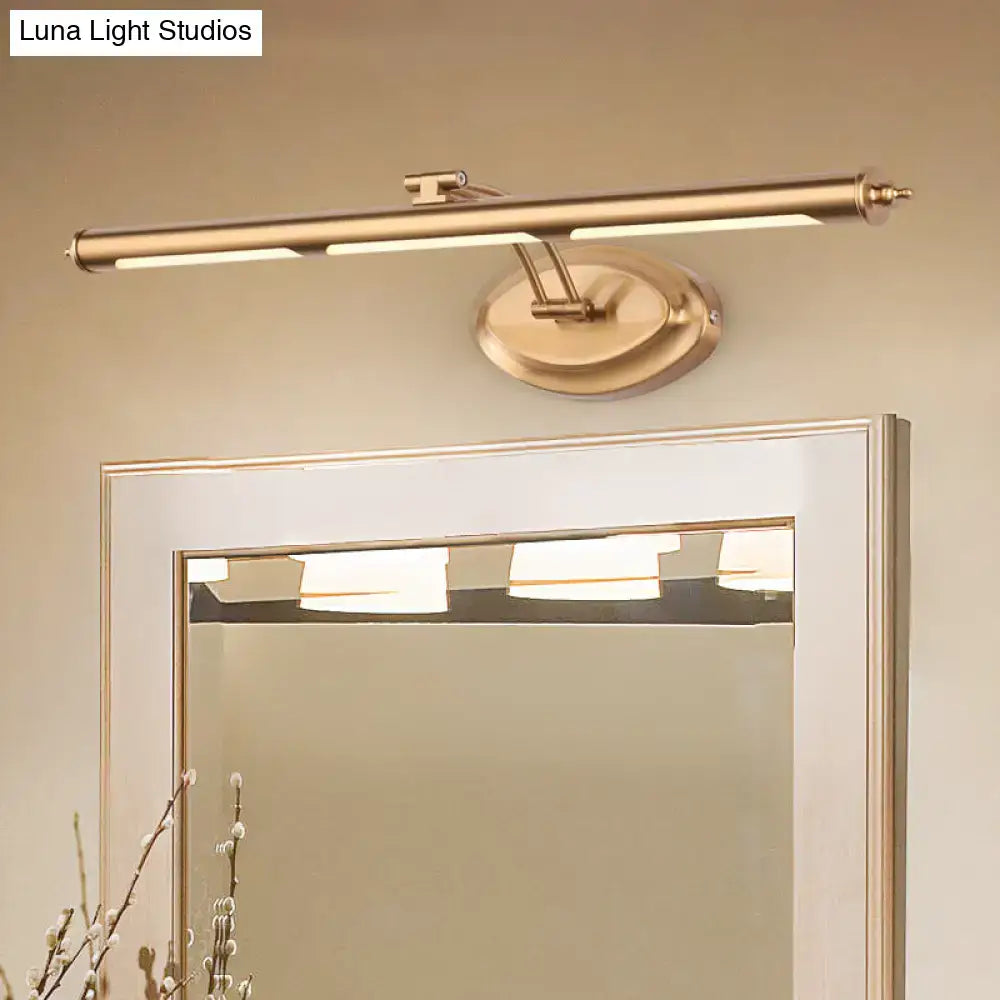 Modern gold LED vanity light bathroom sconce with 29.5 inch fixture width and adjustable arm for maximum bulb wattage SMD bulb use