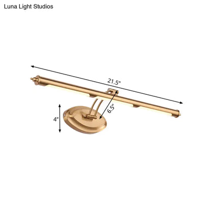 Modern gold led vanity light bathroom sconce with 29.5 inch fixture width, smd bulb, and adjustable arm with maximum bulb wattage