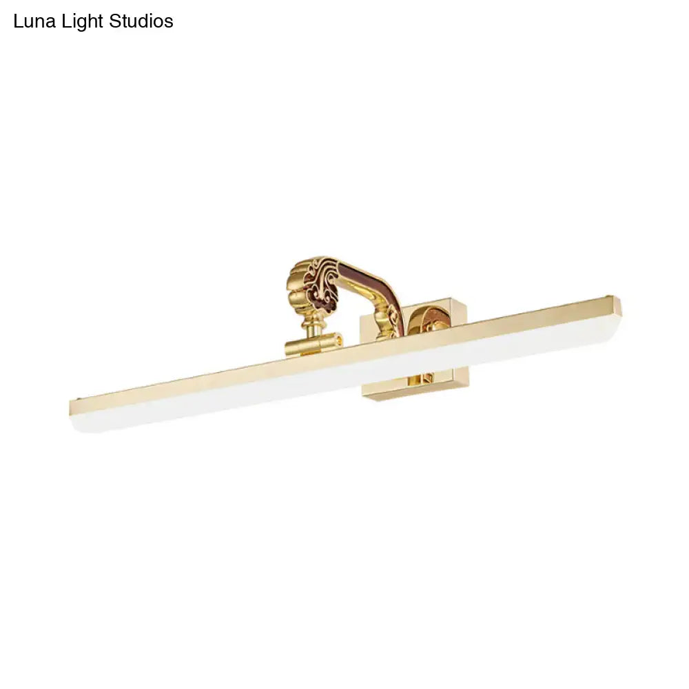 Modern gold led vanity light wall mounted with ornate handle and sleek rectangular led panel for 110v-120v use