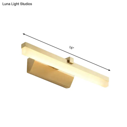 Modern gold finished rectangular led vanity lighting wall sconce 16 inch with sleek contemporary design