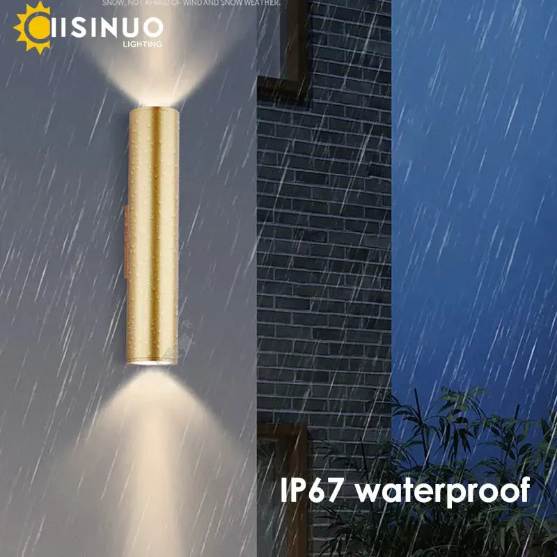 Modern gold led wall lamp outdoor waterproof sconce light featuring a sleek cylindrical design by decorbites gold led