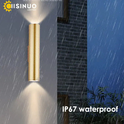 Modern gold led wall lamp outdoor waterproof sconce light featuring a sleek cylindrical design by decorbites gold led
