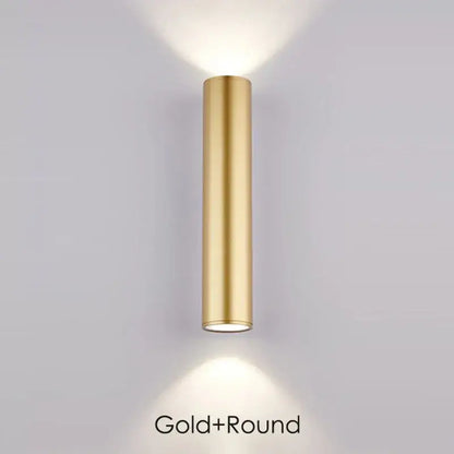 Modern gold led wall lamp by decorbites with a sleek cylindrical design for outdoor waterproof lighting decor