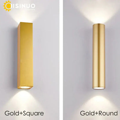 Modern gold led wall lamp outdoor waterproof sconce light with gold finished square and round decorbites gold led designs