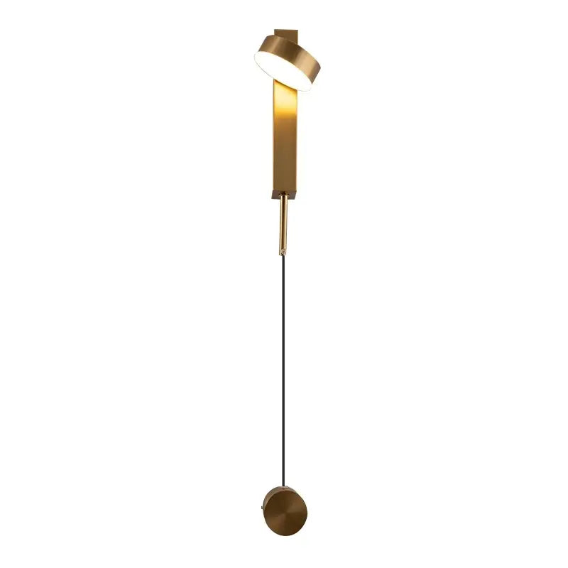 Modern brass-finished wall lamp with dimming switch featuring a sleek cylindrical design by decorbites gold led