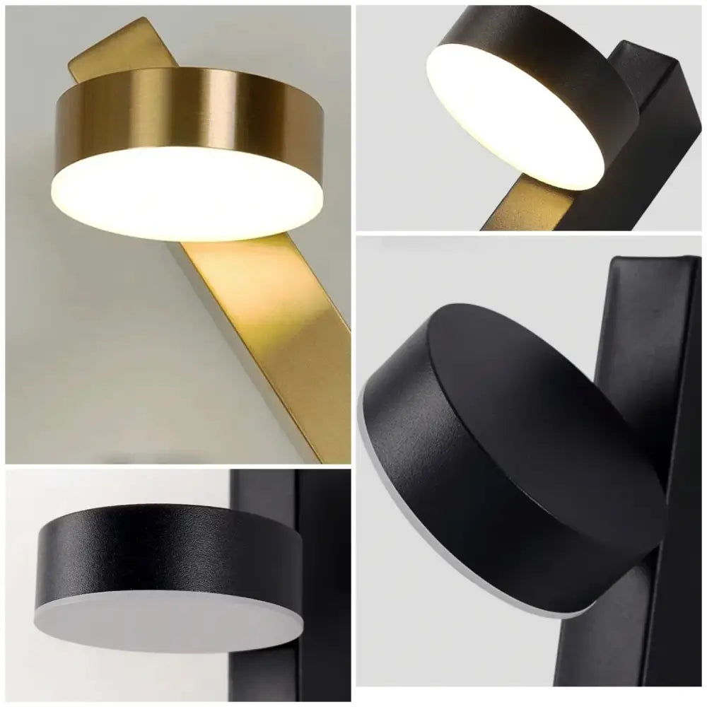 Modern gold led wall lamp with dimming switch featuring a sleek cylindrical head and angular arm in decorbites gold led finish