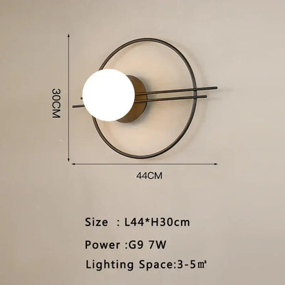 Modern minimalist led wall lamp with matte black frame and frosted glass bulb for stylish living room lighting