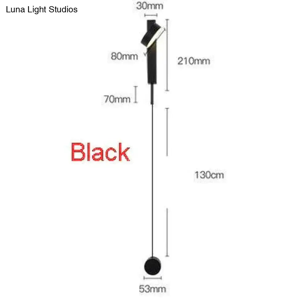 Black modern pendant light with sleek minimalist design and long hanging chain for modern led wall lamps in bedroom