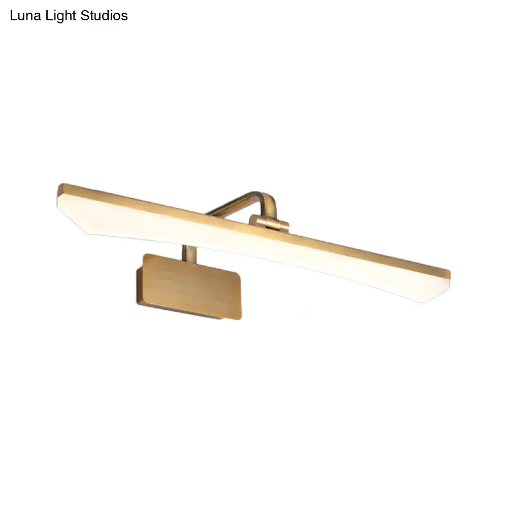 Modern gold-finished wall-mounted led light fixture with sleek rectangular design and warm white light illumination