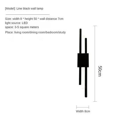 Modern gold led wall sconce with black line minimalist design featuring two vertical rods for bedroom lighting decorbites gold led