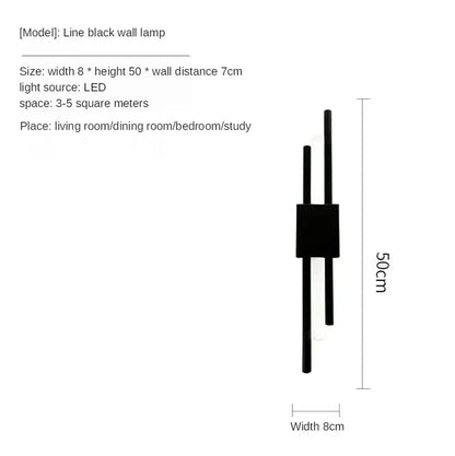 Modern gold led wall sconce with sleek black line design featuring two vertical rods and central rectangular housing by decorbites gold led