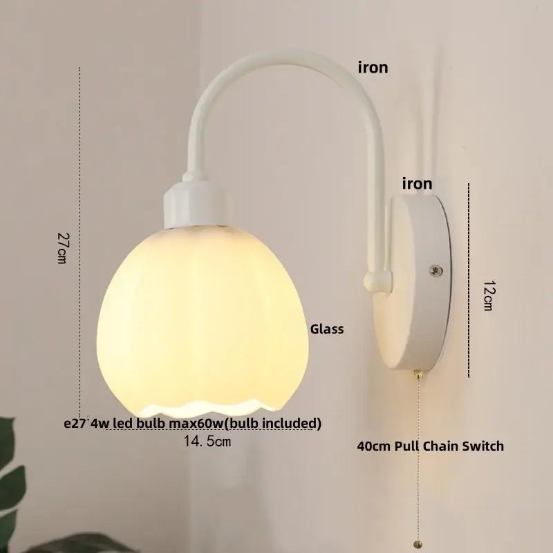 Modern white iron led wall sconce with frosted glass shade for elegant stairway lighting