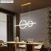 Decorbites gold linear ring led pendant light with two glowing circular rings and acrylic design for dining room
