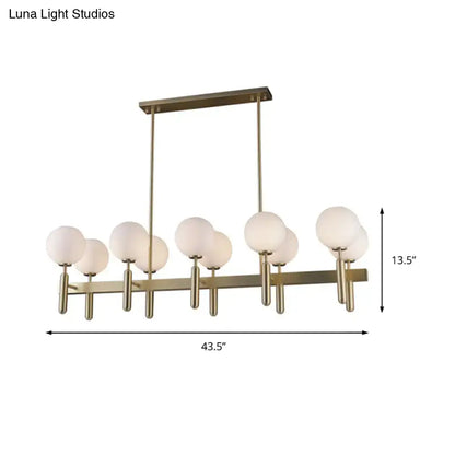 Decorbites contemporary 10-light pendant ceiling light fixture with gold linear design and white glass shades