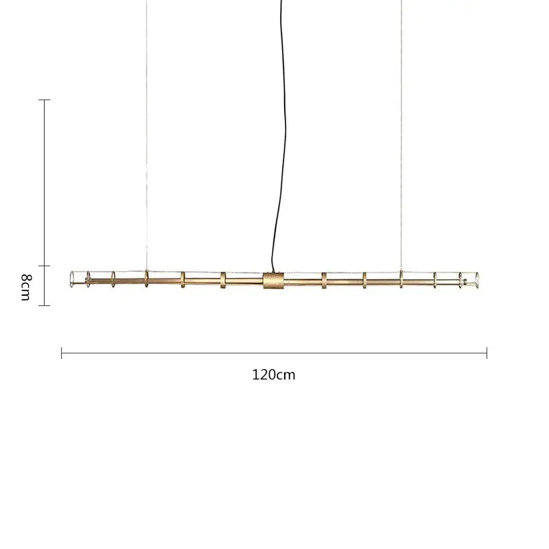 Modern gold linear glass dining room chandelier pendant light with a brass frame and clear panels for decorbites glass dining