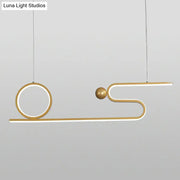 Decorbites minimalist gold linear led ceiling hang lamp with abstract geometric design for restaurants 220v-240v 110v-120v