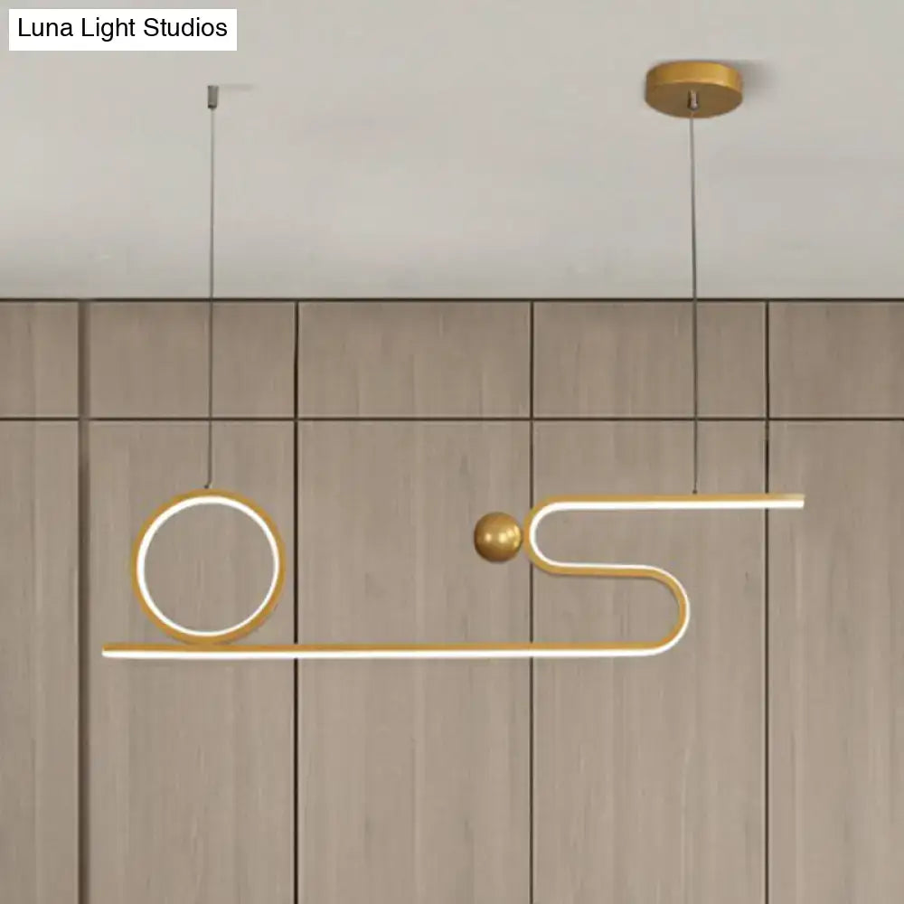 Modern gold linear metal ceiling hang lamp with minimalist circular ring design for 220v-240v and 110v-120v use