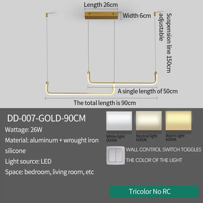 Modern Gold Linear LED Pendant Light - Decorbites