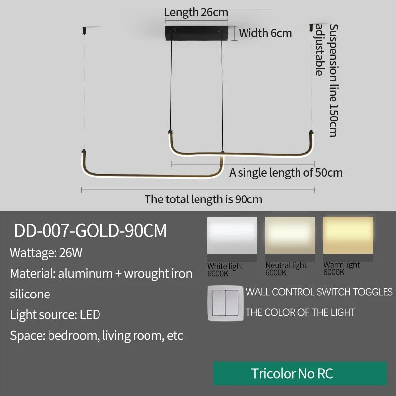Modern Gold Linear LED Pendant Light - Decorbites