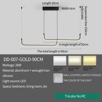 Modern Gold Linear LED Pendant Light - Decorbites