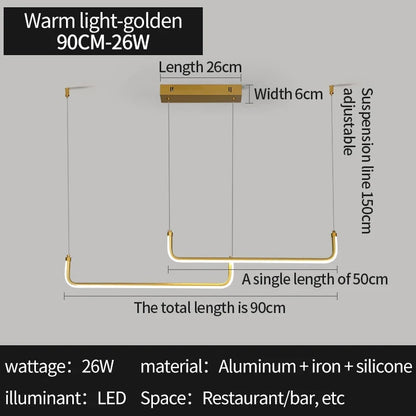 Modern Gold Linear LED Pendant Light - Decorbites