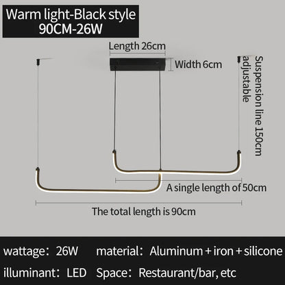 Modern Gold Linear LED Pendant Light - Decorbites