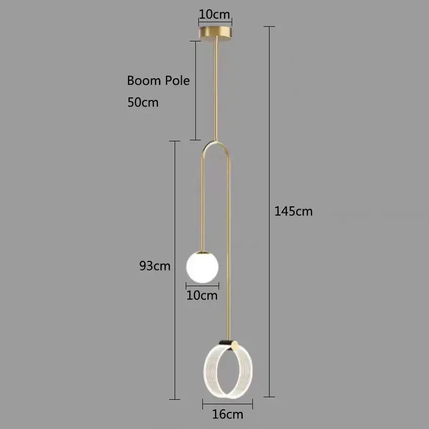 Modern gold luxury led pendant light with a sleek spherical bulb and elegant ring base for bedroom decorbites luxury decor