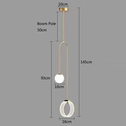 Modern gold luxury led pendant light with a sleek spherical bulb and elegant ring base for bedroom decorbites luxury decor