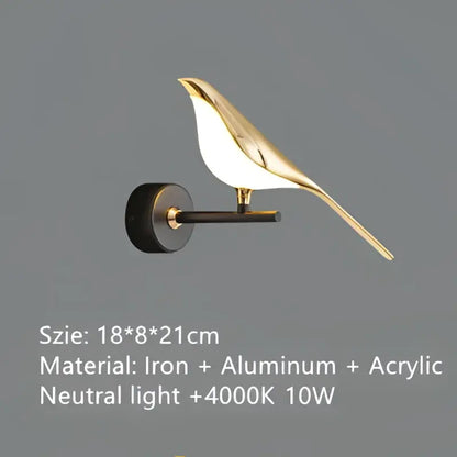 Modern gold magpie bird led ring chandelier dining room light with sleek gold magpie bird design in iron aluminum and acrylic