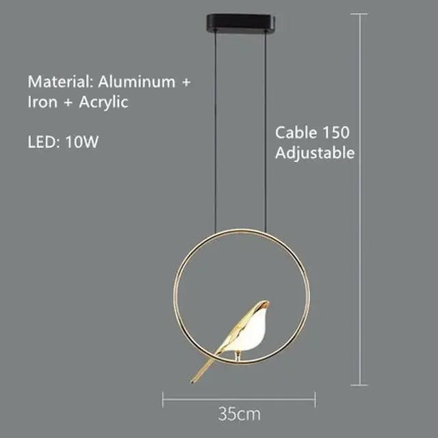 Modern gold magpie bird led ring chandelier in gold tone made of aluminum and iron for dining room decorbites gold magpie