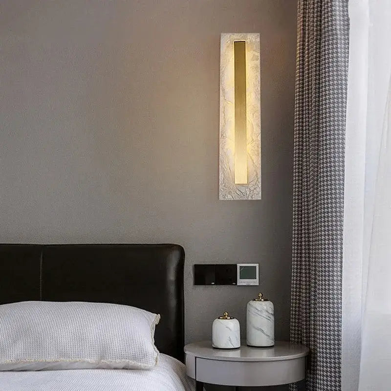 Modern gold marble living room wall lamp with textured white marble frame gold accent from decorbites wall lamp decor