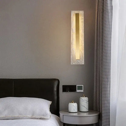 Modern gold marble living room wall lamp with textured white marble frame gold accent from decorbites wall lamp decor