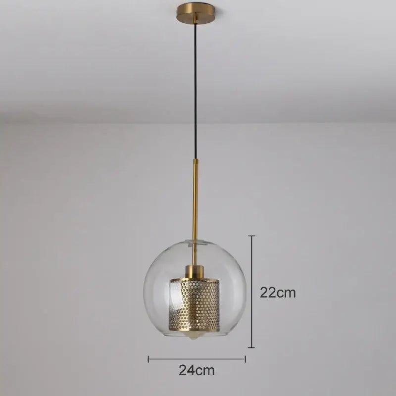 Modern pendant light with gold mesh glass perforated shade and gold-toned metal rod for kitchen decorbites gold mesh fixture