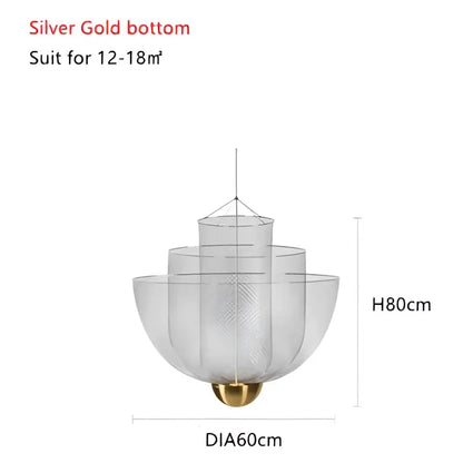 Modern gold mesh grid ceiling chandelier with silver and gold-toned tiered bowl-shaped mesh grid decorbites gold mesh design