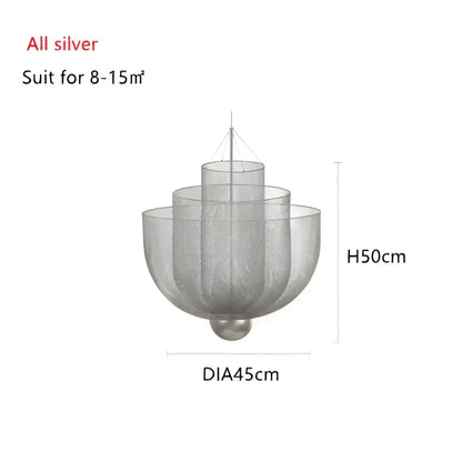 Silver mesh chandelier with tiered bowl design and spherical base for modern gold mesh grid ceiling decorbites lighting