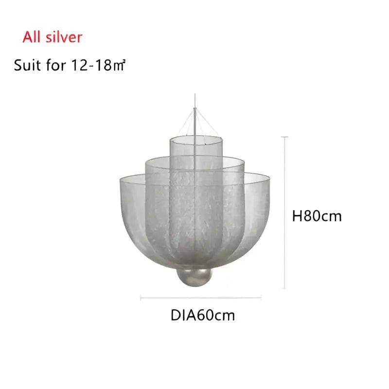 Silver mesh chandelier with tiered bowl design and spherical base in modern gold mesh grid ceiling decorbites style
