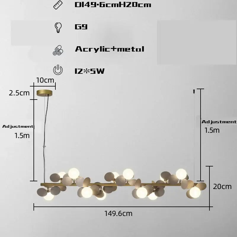 Modern decorbites gold metal branching pendant light with spherical acrylic bulbs in white beige and gray for dining room decor