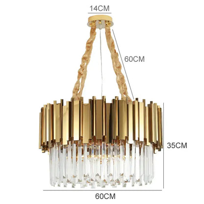 Modern gold metal crystal chandelier with vertical brass bars and crystal prisms for dining room decorbites gold metal decor