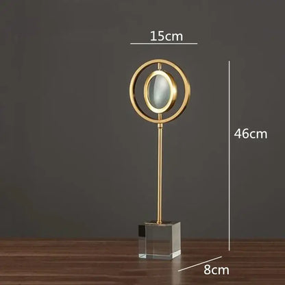 Modern gold metal magnifying glass with circular frame and glass base on elegant stand for decorbites golden metal decorbites golden metal decor